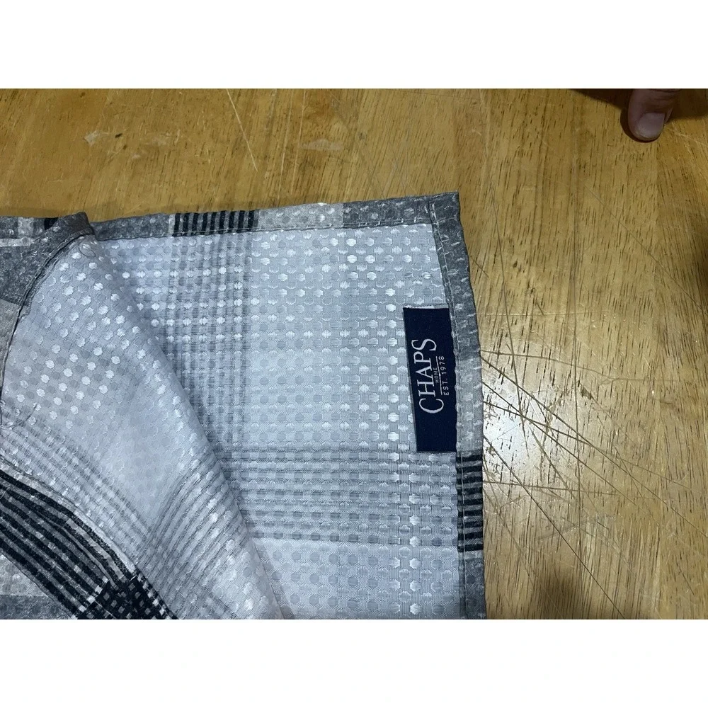 Chaps Ralph Lauren Black Gray Plaid Fabric Shower Curtain 70x72
